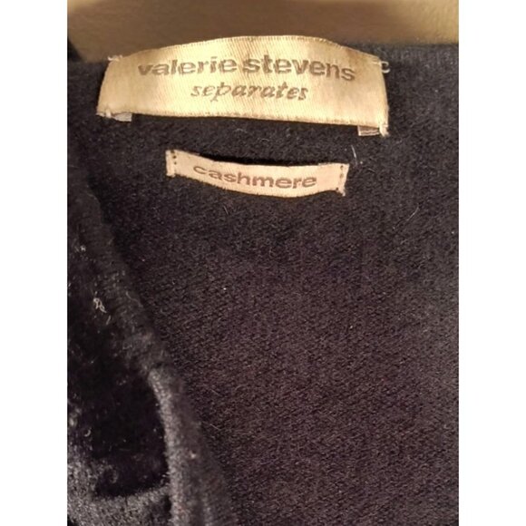 Valerie Stevens 100% Cashmere Black Zip-Up Hoodie Sweater Womens Medium l - Picture 3 of 5